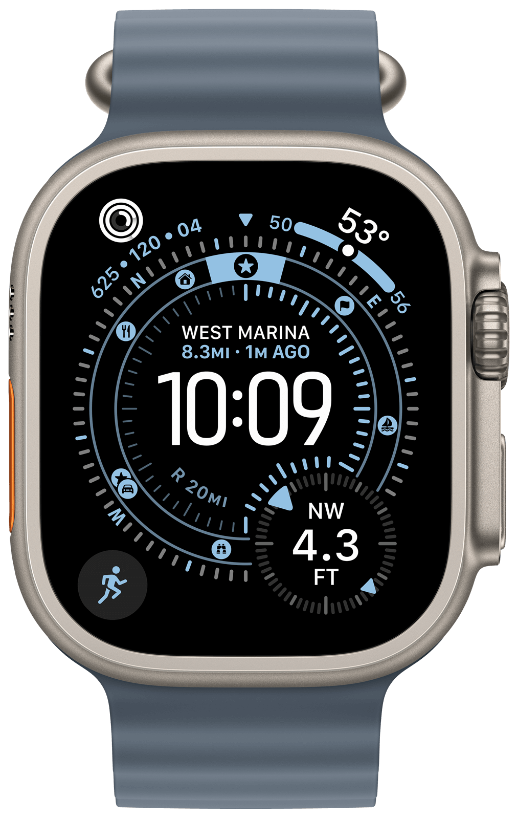 <p>Apple Watch Ultra 3 titanium case 49mm, blå ocean band</p>