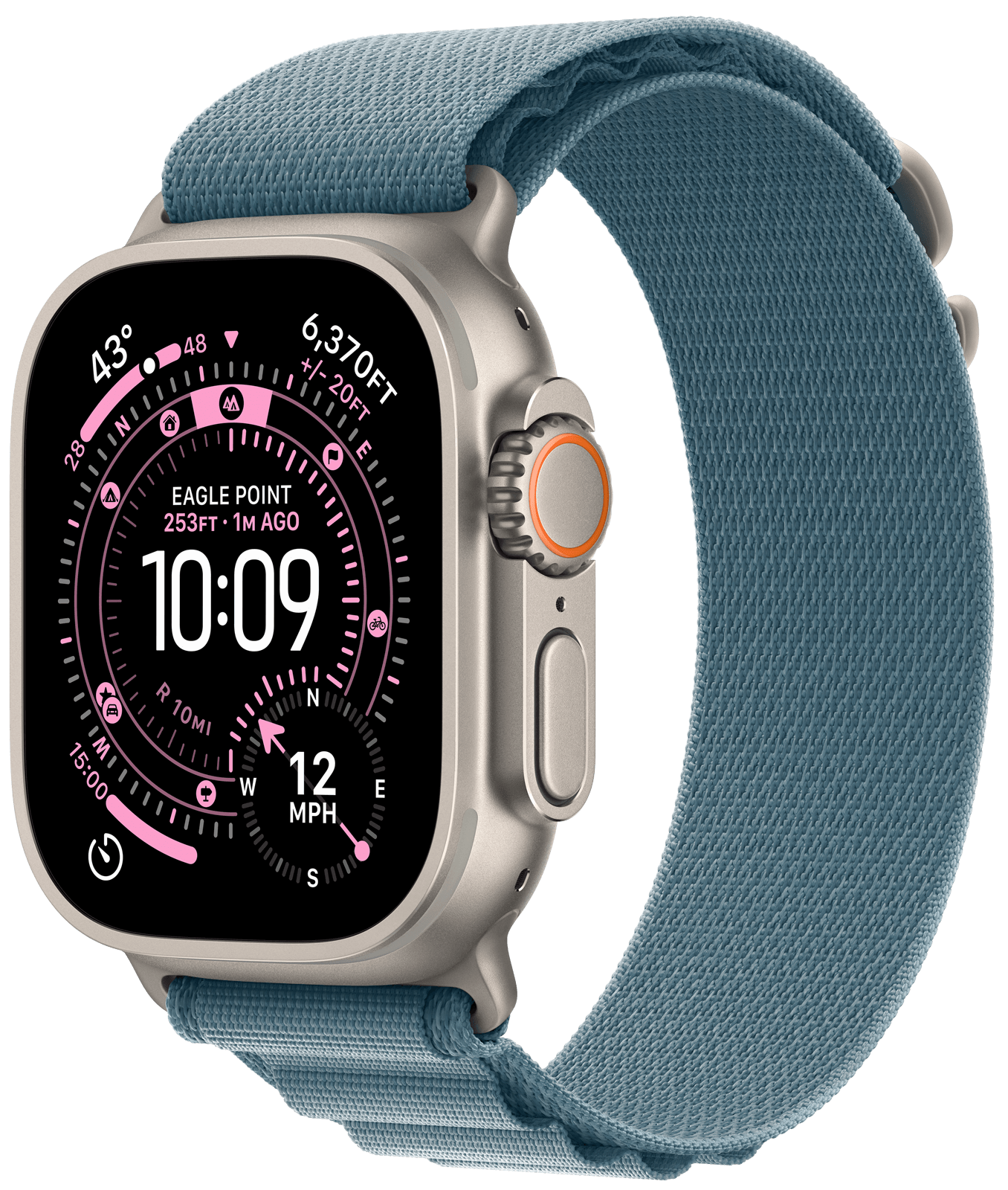 <p>Apple Watch Ultra 3 titanium case 49mm, blå alpine loop, M</p>