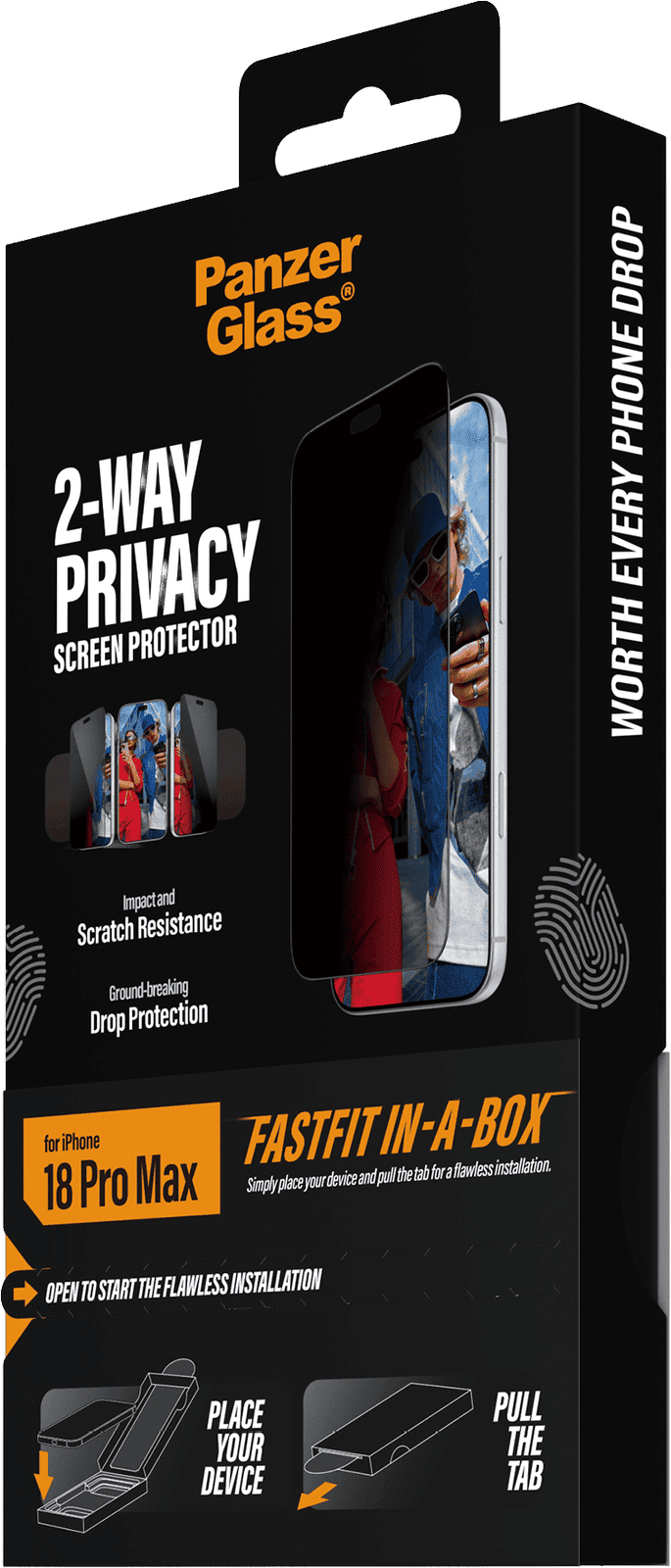 <p>PanzerGlass privacy til iPhone 18 Pro Max</p>