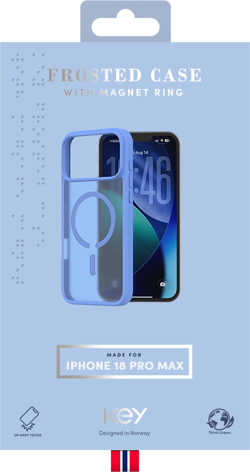 <p>Key frosted case med MagSafe til iPhone 18 Pro Max / 17 Pro Max, bl&aring;</p>