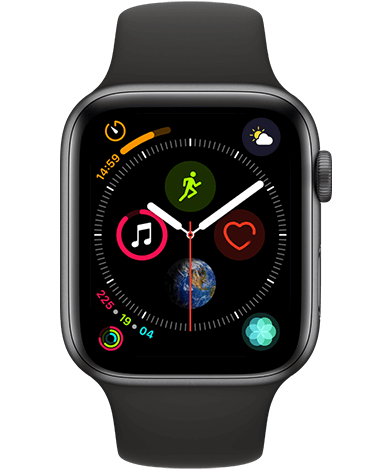 Apple Watch 4 GPS, 44 mm, grå/svart