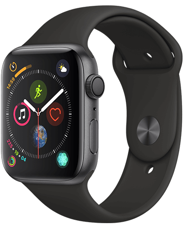 Apple Watch 4 GPS, 44 mm, grå/svart