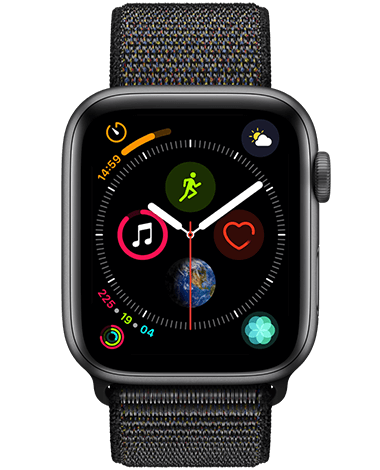 Apple Watch 4 GPS, 44 mm, grå/svart
