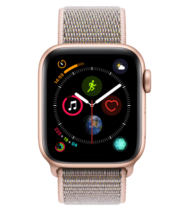 Apple Watch 4 med 4G, 40mm, gull alu, rosa Sport Loop