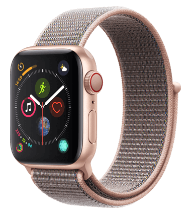 Apple Watch 4 med 4G, 40mm, gull alu, rosa Sport Loop