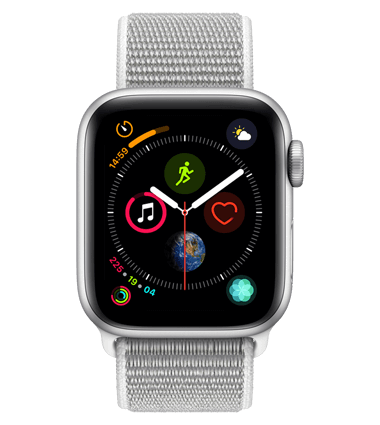 Apple Watch 4 med 4G, 40mm, sølv alu, seashell Sport Band