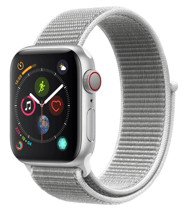 Apple Watch 4 med 4G, 40mm, sølv alu, seashell Sport Band