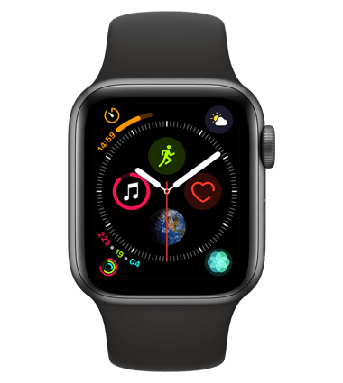 Apple Watch 4 med 4G, 40mm, grå alu, svart Sport Band