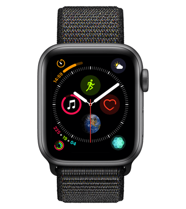 Apple Watch 4 med 4G, 40mm, grå alu, svart Sport Loop