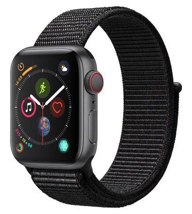 Apple Watch 4 med 4G, 40mm, grå alu, svart Sport Loop