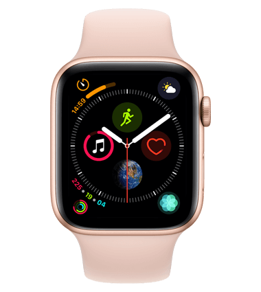 Apple Watch 4 med 4G, 44mm, gull alu, rosa Sport Band