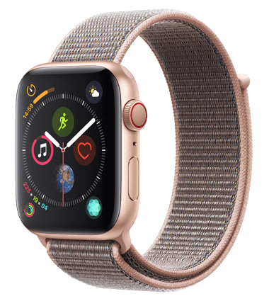 Apple Watch 4 med 4G, 44mm, gull alu, rosa Sport Loop