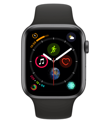 Apple Watch 4 med 4G, 44mm, grå alu, svart Sport Band