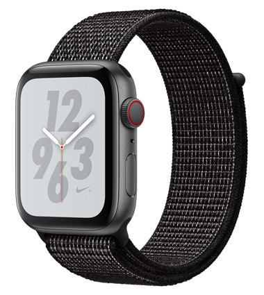 Apple Watch 4 med 4G, Nike+, 44mm, grå alu, svart Nike Loop
