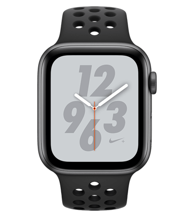 Apple Watch 4 med 4G, Nike+, 44mm, grå alu, grå/svart Nike Band