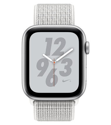 Apple Watch 4 med 4G, Nike+, 44mm, sølv alu, hvit Nike Loop