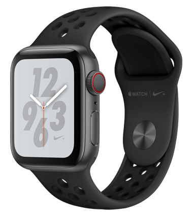 Apple Watch 4 med 4G, Nike+, 40mm, grå alu, grå/svart Nike Band