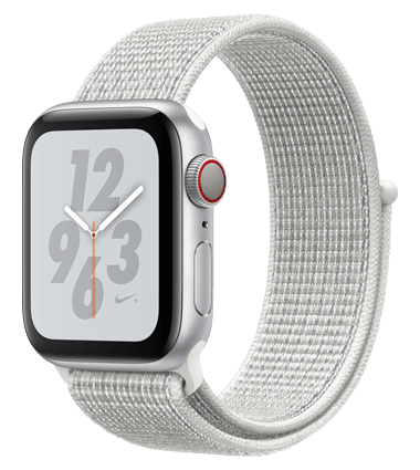 Apple Watch 4 med 4G, Nike+, 40mm, sølv alu, hvit Nike Loop